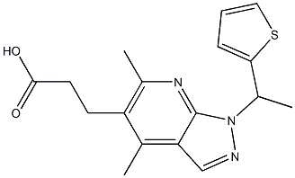 3-[4,6-dimethyl-1-(1-thien-2-ylethyl)-1H-pyrazolo[3,4-b]pyridin-5-yl]propanoic acid Struktur