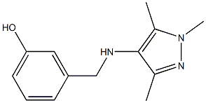 3-{[(1,3,5-trimethyl-1H-pyrazol-4-yl)amino]methyl}phenol Struktur