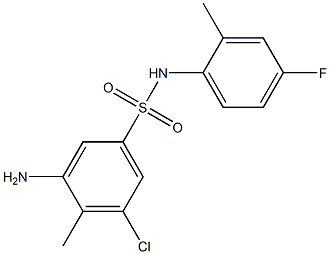 3-amino-5-chloro-N-(4-fluoro-2-methylphenyl)-4-methylbenzene-1-sulfonamide Struktur