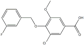 3-chloro-4-[(3-fluorophenyl)methoxy]-5-methoxybenzoic acid Struktur