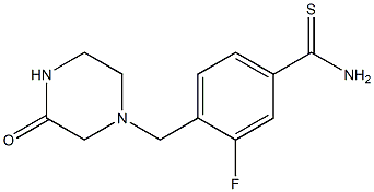 3-fluoro-4-[(3-oxopiperazin-1-yl)methyl]benzenecarbothioamide Struktur