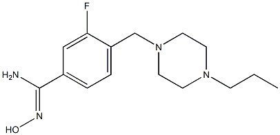 3-fluoro-N'-hydroxy-4-[(4-propylpiperazin-1-yl)methyl]benzenecarboximidamide Struktur