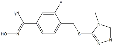 3-fluoro-N'-hydroxy-4-{[(4-methyl-4H-1,2,4-triazol-3-yl)sulfanyl]methyl}benzene-1-carboximidamide Struktur