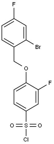 4-[(2-bromo-4-fluorophenyl)methoxy]-3-fluorobenzene-1-sulfonyl chloride Struktur