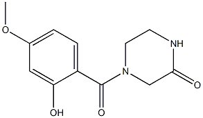 4-[(2-hydroxy-4-methoxyphenyl)carbonyl]piperazin-2-one Struktur