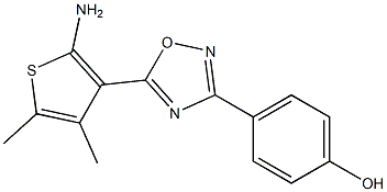 4-[5-(2-amino-4,5-dimethylthiophen-3-yl)-1,2,4-oxadiazol-3-yl]phenol Struktur