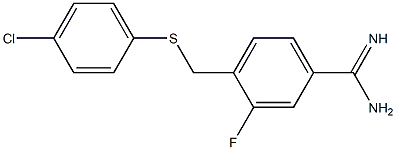 4-{[(4-chlorophenyl)sulfanyl]methyl}-3-fluorobenzene-1-carboximidamide Struktur