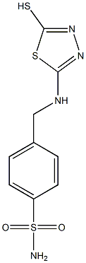 4-{[(5-sulfanyl-1,3,4-thiadiazol-2-yl)amino]methyl}benzene-1-sulfonamide Struktur