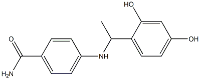 4-{[1-(2,4-dihydroxyphenyl)ethyl]amino}benzamide Struktur