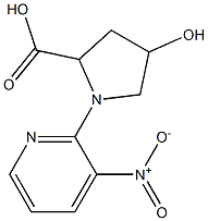 4-hydroxy-1-(3-nitropyridin-2-yl)pyrrolidine-2-carboxylic acid Struktur