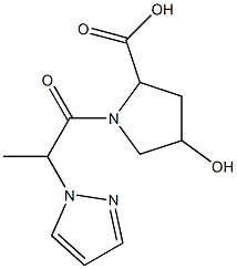 4-hydroxy-1-[2-(1H-pyrazol-1-yl)propanoyl]pyrrolidine-2-carboxylic acid Struktur