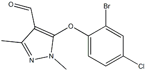 5-(2-bromo-4-chlorophenoxy)-1,3-dimethyl-1H-pyrazole-4-carbaldehyde Struktur