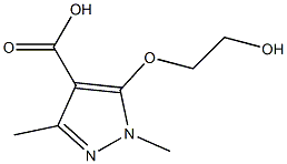 5-(2-hydroxyethoxy)-1,3-dimethyl-1H-pyrazole-4-carboxylic acid Struktur