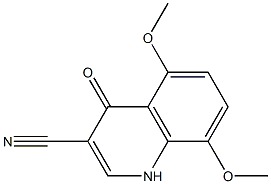 5,8-dimethoxy-4-oxo-1,4-dihydroquinoline-3-carbonitrile Struktur