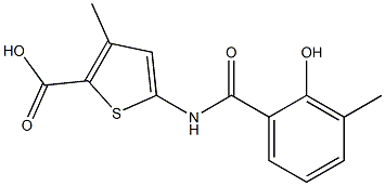 5-[(2-hydroxy-3-methylbenzene)amido]-3-methylthiophene-2-carboxylic acid Struktur