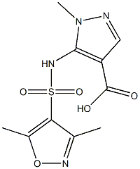 5-[(3,5-dimethyl-1,2-oxazole-4-)sulfonamido]-1-methyl-1H-pyrazole-4-carboxylic acid Struktur