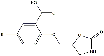 5-bromo-2-[(2-oxo-1,3-oxazolidin-5-yl)methoxy]benzoic acid Struktur