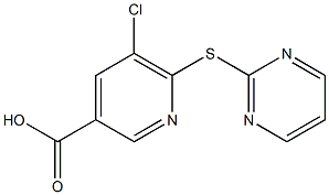 5-chloro-6-(pyrimidin-2-ylsulfanyl)pyridine-3-carboxylic acid Struktur