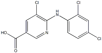 5-chloro-6-[(2,4-dichlorophenyl)amino]pyridine-3-carboxylic acid Struktur