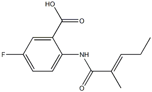 5-fluoro-2-(2-methylpent-2-enamido)benzoic acid Struktur