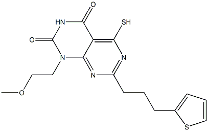 5-mercapto-1-(2-methoxyethyl)-7-(3-thien-2-ylpropyl)pyrimido[4,5-d]pyrimidine-2,4(1H,3H)-dione Struktur