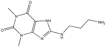 8-[(3-aminopropyl)amino]-1,3-dimethyl-3,7-dihydro-1H-purine-2,6-dione Struktur