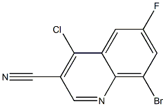 8-bromo-4-chloro-6-fluoroquinoline-3-carbonitrile Struktur