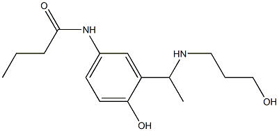 N-(4-hydroxy-3-{1-[(3-hydroxypropyl)amino]ethyl}phenyl)butanamide Struktur