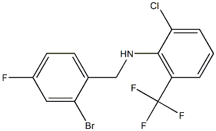 N-[(2-bromo-4-fluorophenyl)methyl]-2-chloro-6-(trifluoromethyl)aniline Struktur