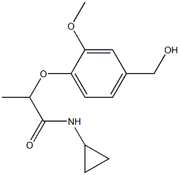 N-cyclopropyl-2-[4-(hydroxymethyl)-2-methoxyphenoxy]propanamide Struktur