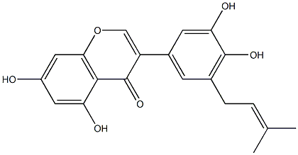 3-[3,4-dihydroxy-5-(3-methylbut-2-enyl)phenyl]-5,7-dihydroxy-chromen-4-one Struktur