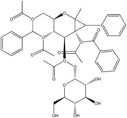 Methyl 4,6-Di-O-benzylidene-2-O-benzoyl-3-O-(2,3,4,6-tetra-O-acetyl--D-glucopyranosid)-a-D-glucopyranoside Struktur