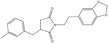 1-[2-(1,3-benzodioxol-5-yl)ethyl]-3-(3-methylbenzyl)pyrrolidine-2,5-dione Struktur