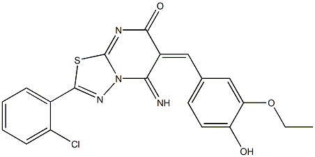 2-(2-chlorophenyl)-6-(3-ethoxy-4-hydroxybenzylidene)-5-imino-5,6-dihydro-7H-[1,3,4]thiadiazolo[3,2-a]pyrimidin-7-one Struktur