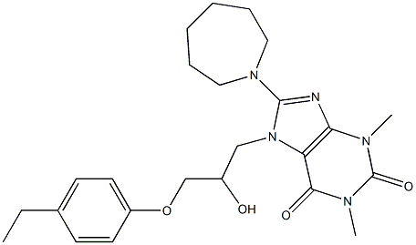 8-(1-azepanyl)-7-[3-(4-ethylphenoxy)-2-hydroxypropyl]-1,3-dimethyl-3,7-dihydro-1H-purine-2,6-dione Struktur