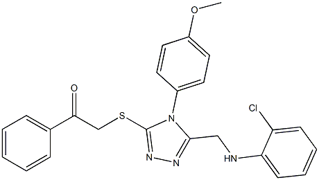 2-{[5-[(2-chloroanilino)methyl]-4-(4-methoxyphenyl)-4H-1,2,4-triazol-3-yl]sulfanyl}-1-phenylethanone Struktur