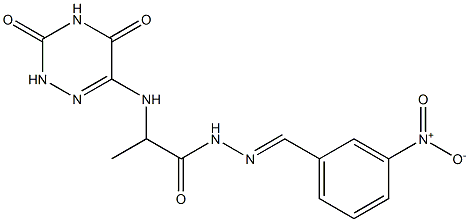 2-[(3,5-dioxo-2,3,4,5-tetrahydro-1,2,4-triazin-6-yl)amino]-N'-{3-nitrobenzylidene}propanohydrazide Struktur