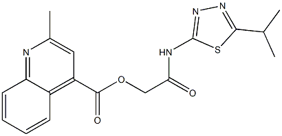 2-[(5-isopropyl-1,3,4-thiadiazol-2-yl)amino]-2-oxoethyl 2-methyl-4-quinolinecarboxylate Struktur