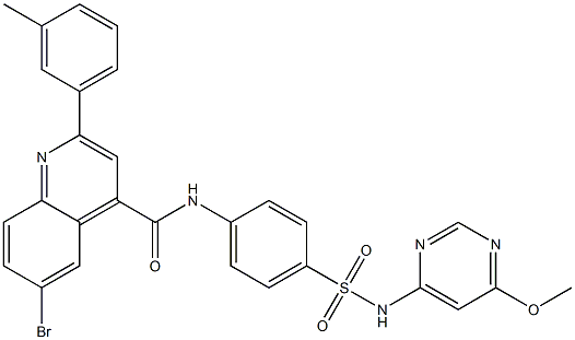 6-bromo-N-(4-{[(6-methoxy-4-pyrimidinyl)amino]sulfonyl}phenyl)-2-(3-methylphenyl)-4-quinolinecarboxamide Struktur