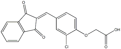 {2-chloro-4-[(1,3-dioxo-1,3-dihydro-2H-inden-2-ylidene)methyl]phenoxy}acetic acid Struktur