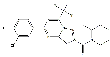 5-(3,4-dichlorophenyl)-2-[(2-methyl-1-piperidinyl)carbonyl]-7-(trifluoromethyl)pyrazolo[1,5-a]pyrimidine Struktur