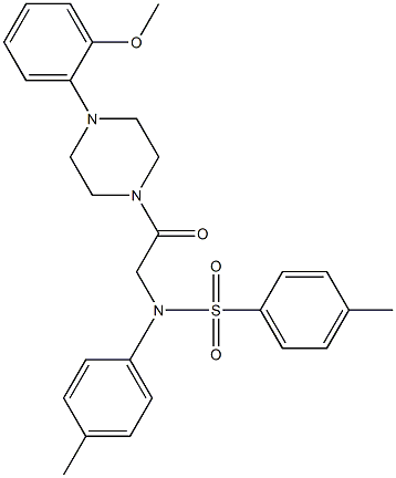 N-{2-[4-(2-methoxyphenyl)-1-piperazinyl]-2-oxoethyl}-4-methyl-N-(4-methylphenyl)benzenesulfonamide Struktur