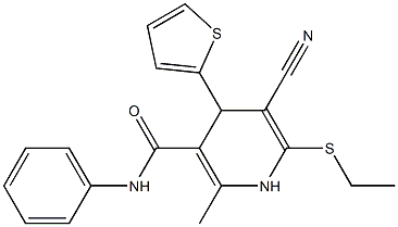 5-cyano-6-(ethylsulfanyl)-2-methyl-N-phenyl-4-(2-thienyl)-1,4-dihydro-3-pyridinecarboxamide Struktur