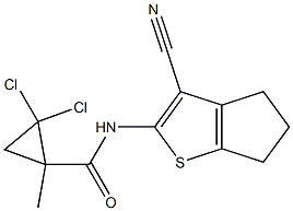 2,2-dichloro-N-(3-cyano-5,6-dihydro-4H-cyclopenta[b]thien-2-yl)-1-methylcyclopropanecarboxamide Struktur