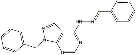 benzaldehyde (1-benzyl-1H-pyrazolo[3,4-d]pyrimidin-4-yl)hydrazone Struktur