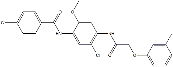 4-chloro-N-(5-chloro-2-methoxy-4-{[(3-methylphenoxy)acetyl]amino}phenyl)benzamide Struktur