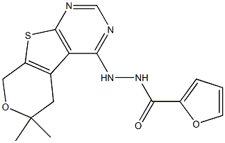 N'-(6,6-dimethyl-5,8-dihydro-6H-pyrano[4',3':4,5]thieno[2,3-d]pyrimidin-4-yl)-2-furohydrazide Struktur