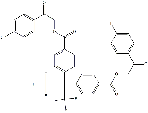 2-(4-chlorophenyl)-2-oxoethyl 4-[1-(4-{[2-(4-chlorophenyl)-2-oxoethoxy]carbonyl}phenyl)-2,2,2-trifluoro-1-(trifluoromethyl)ethyl]benzoate Struktur