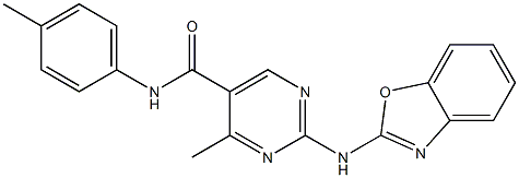 2-(1,3-benzoxazol-2-ylamino)-4-methyl-N-(4-methylphenyl)-5-pyrimidinecarboxamide Struktur