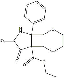 ethyl 5,6-dioxo-7a-phenyloctahydropyrano[3',2':3,4]cyclobuta[1,2-b]pyrrole-4b(2H)-carboxylate Struktur